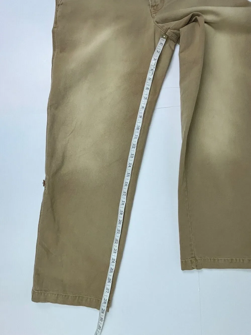Free People Cleo Washed Chino Pants Straight Leg Tan Khaki Cargo Roll Cotton 4
